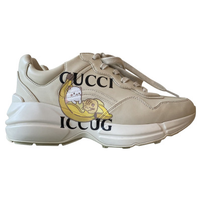 Gucci Chaussures de sport en Cuir en Crème