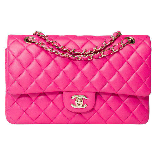 CHANEL Damen Classic Flap Bag aus Leder in Rosa / Pink