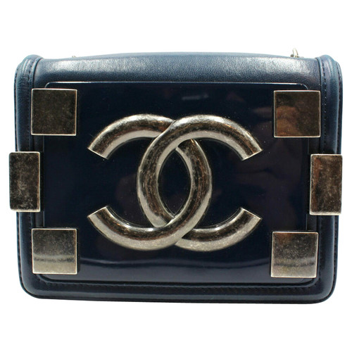 CHANEL Women's Lego Clutch Bag Leather in Blue | Second Hand