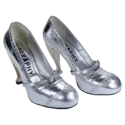 Biography Pumps/Peeptoes Leather in Silvery
