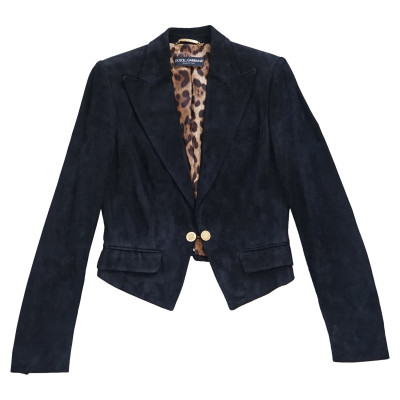 Dolce & Gabbana Jacke/Mantel aus Wildleder in Schwarz