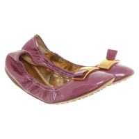Car Shoe Slippers/Ballerinas Patent leather in Fuchsia
