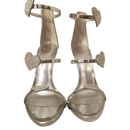 Giuseppe Zanotti Sandalen aus Lackleder in Silbern