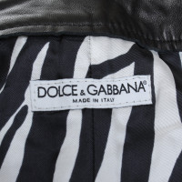 Dolce & Gabbana Pantalon en cuir noir