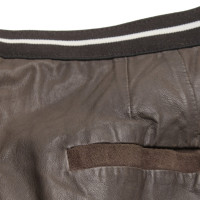 Humanoid Pantalon en cuir couleur taupe