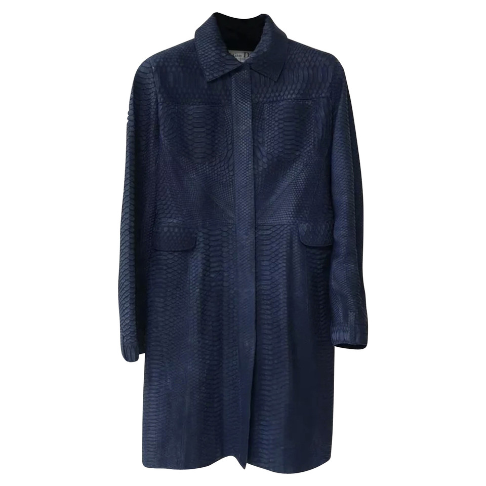 Christian Dior Veste/Manteau en Cuir en Bleu