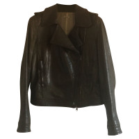 Miu Miu Jacket/Coat Leather in Petrol