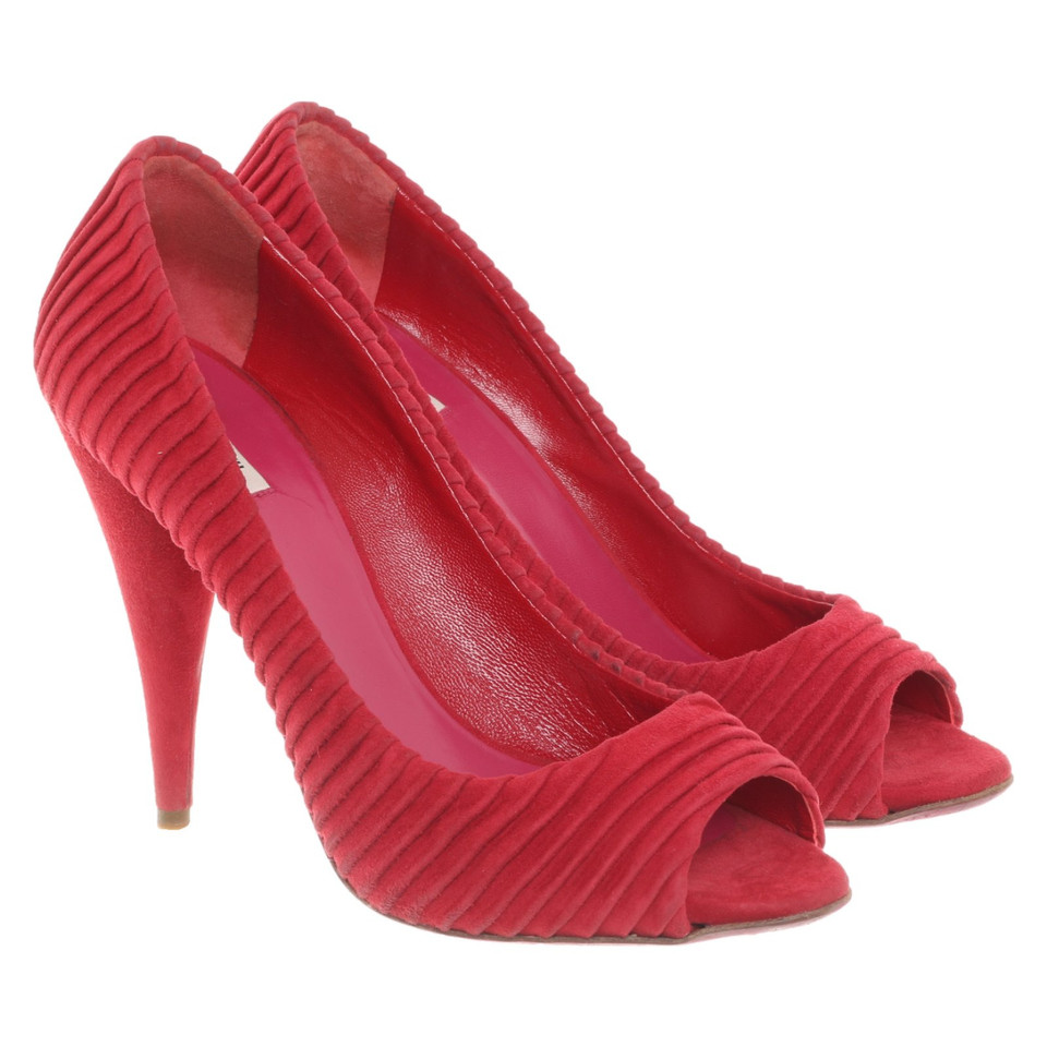 Miu Miu Pumps/Peeptoes aus Wildleder in Rot