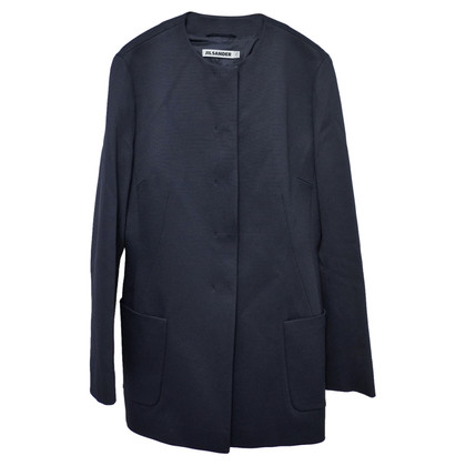 Jil Sander Jacke/Mantel aus Viskose in Blau