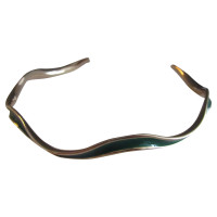 Christian Dior Gold plated choker with enamel green.