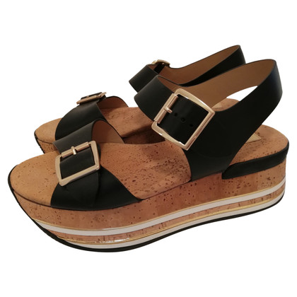 Hogan Sandals Leather in Black