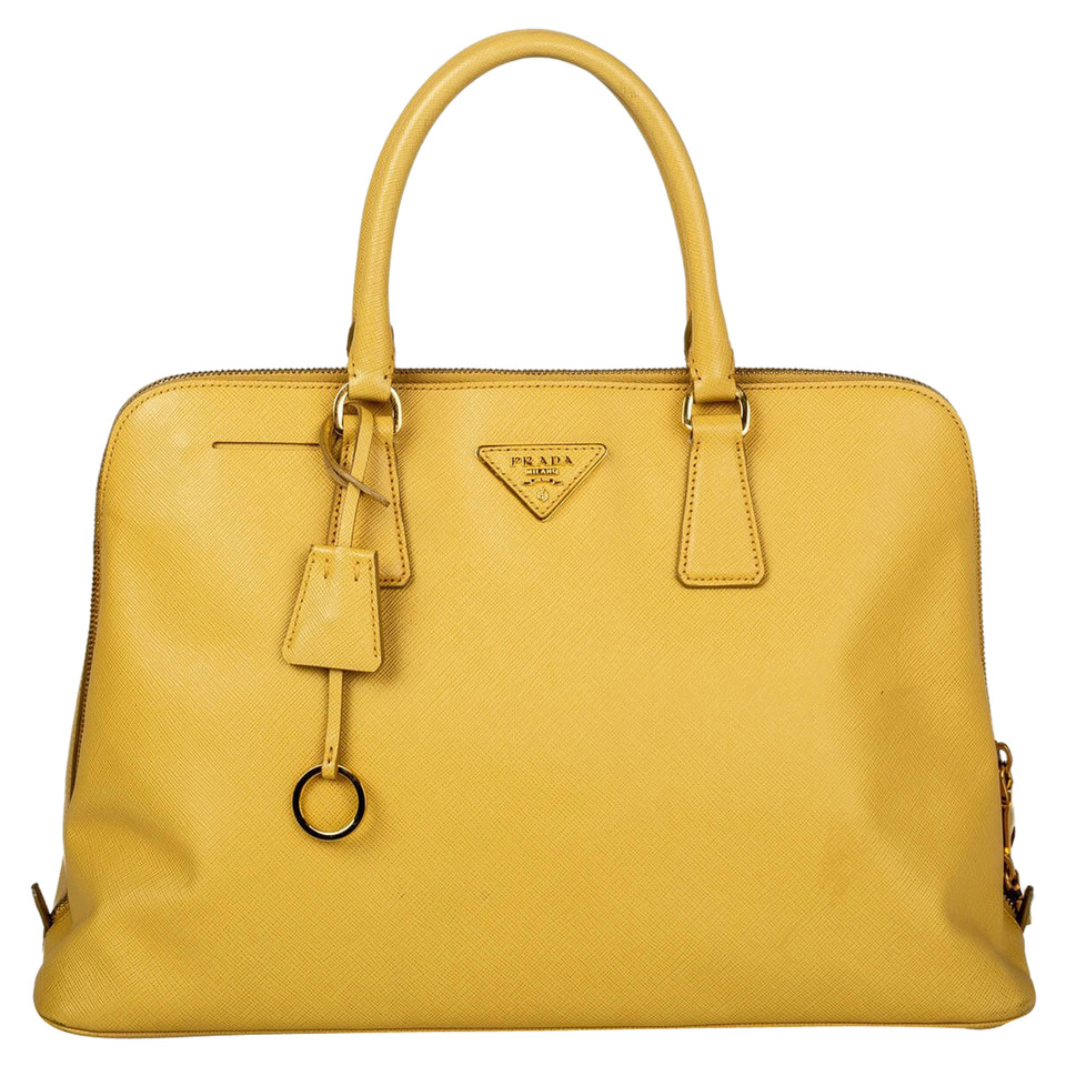 Prada Shopper aus Leder in Gelb