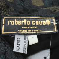 Roberto Cavalli Leather skirt with animal print