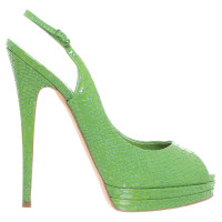 Casadei Peep-toes with reptile embossing in frog green