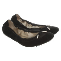 Tod's Slipper/Ballerinas aus Wildleder in Schwarz