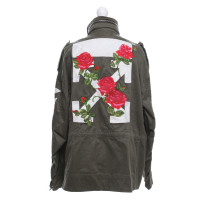 Off White Jacke/Mantel aus Baumwolle in Khaki