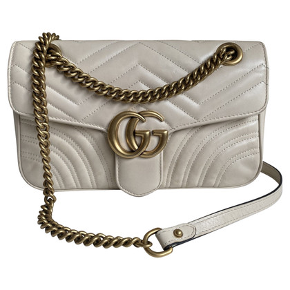 Gucci GG Marmont Flap Bag Normal Leather in White