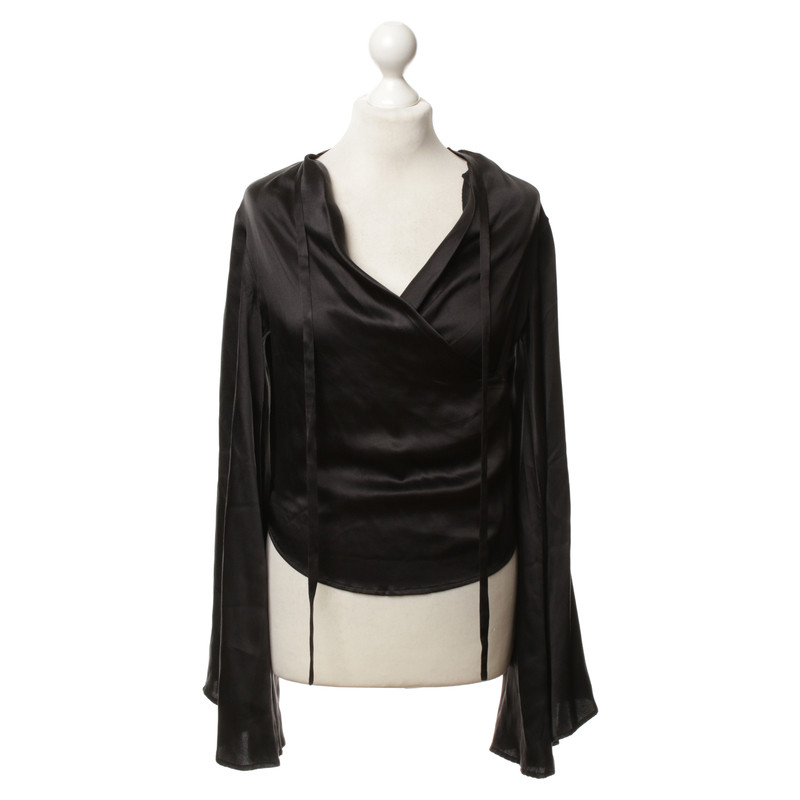 René Lezard Silk blouse in black