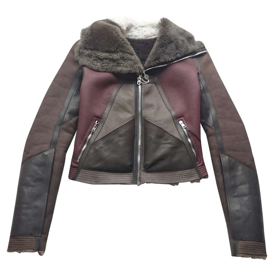 Rick Owens Veste/Manteau en Cuir en Marron