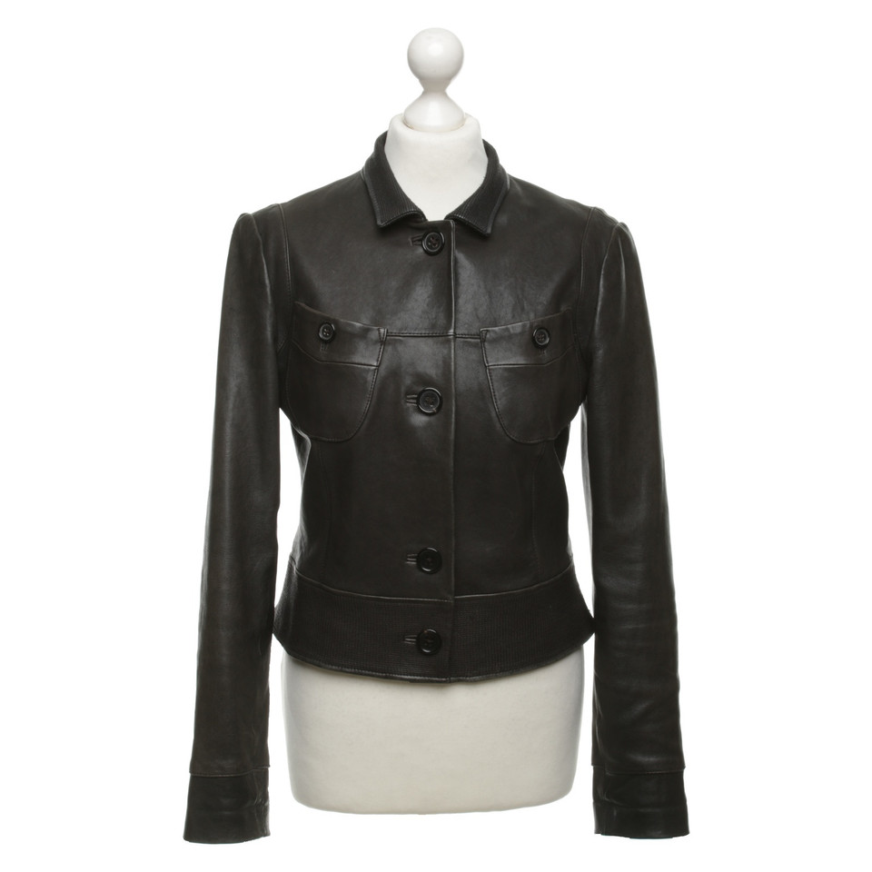 René Lezard Anthracite colored jacket in leather