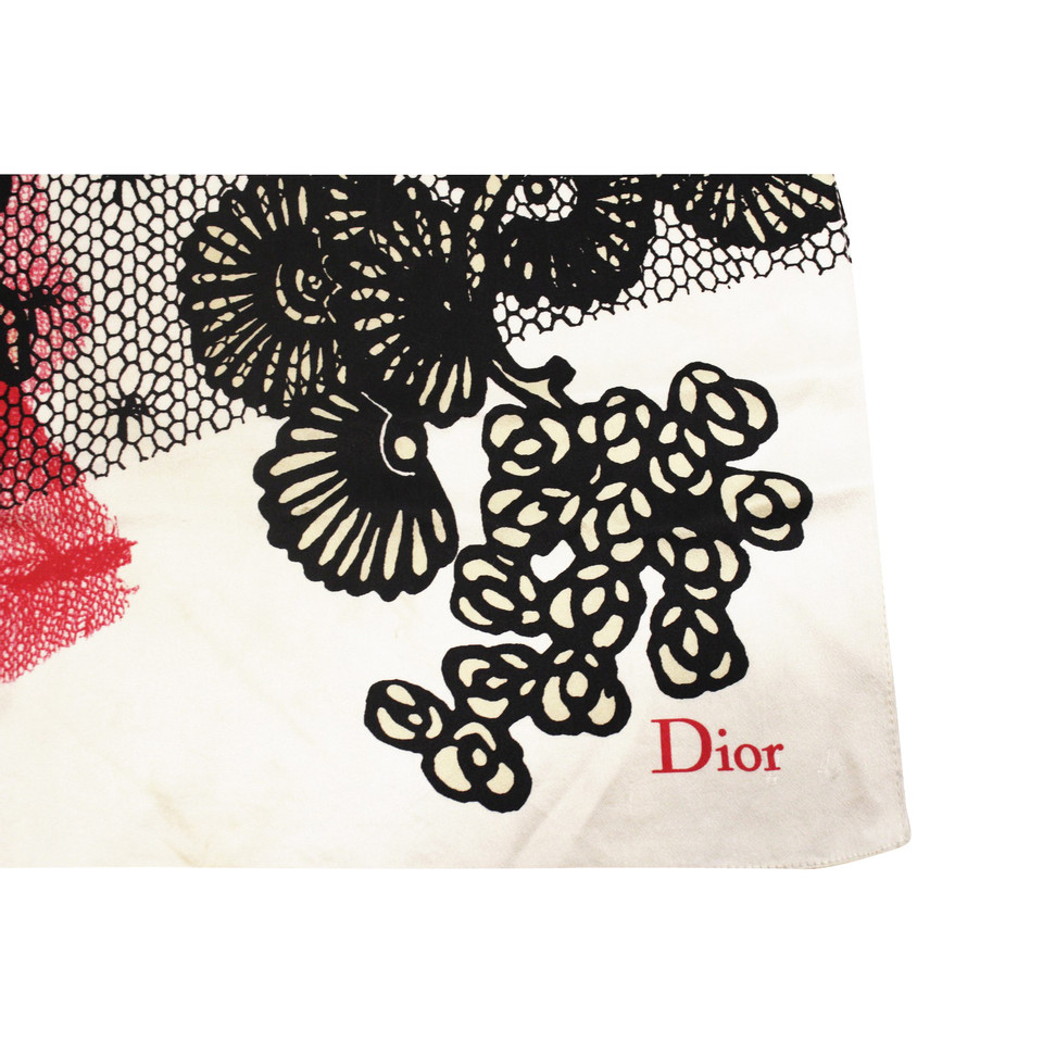 Christian Dior Echarpe/Foulard en Soie en Blanc