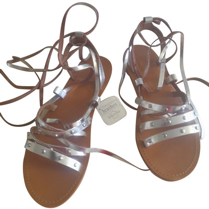 La Portegna Sandalen aus Leder in Silbern