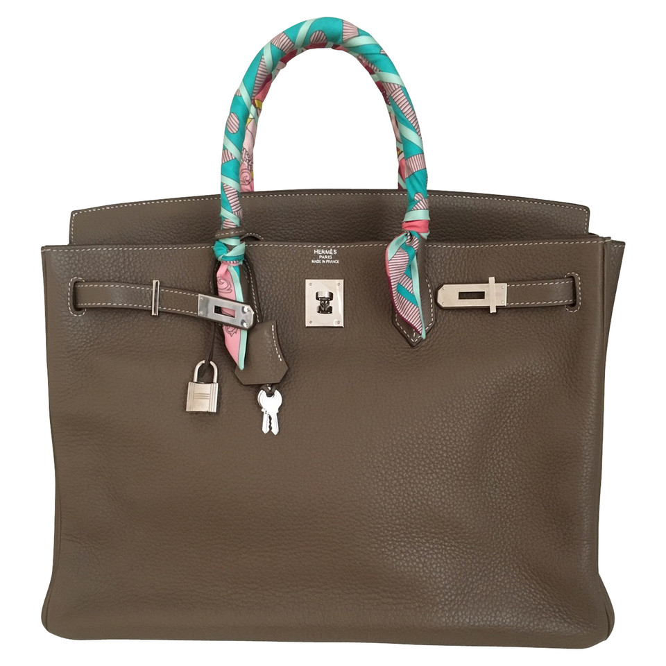 Hermès Birkin Bag 40 aus Leder in Grau