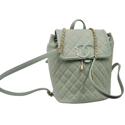 Chanel Filigree Backpack Leather in Green