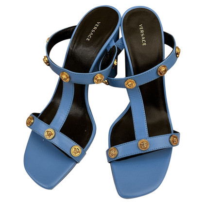 Versace Sandals Leather in Turquoise