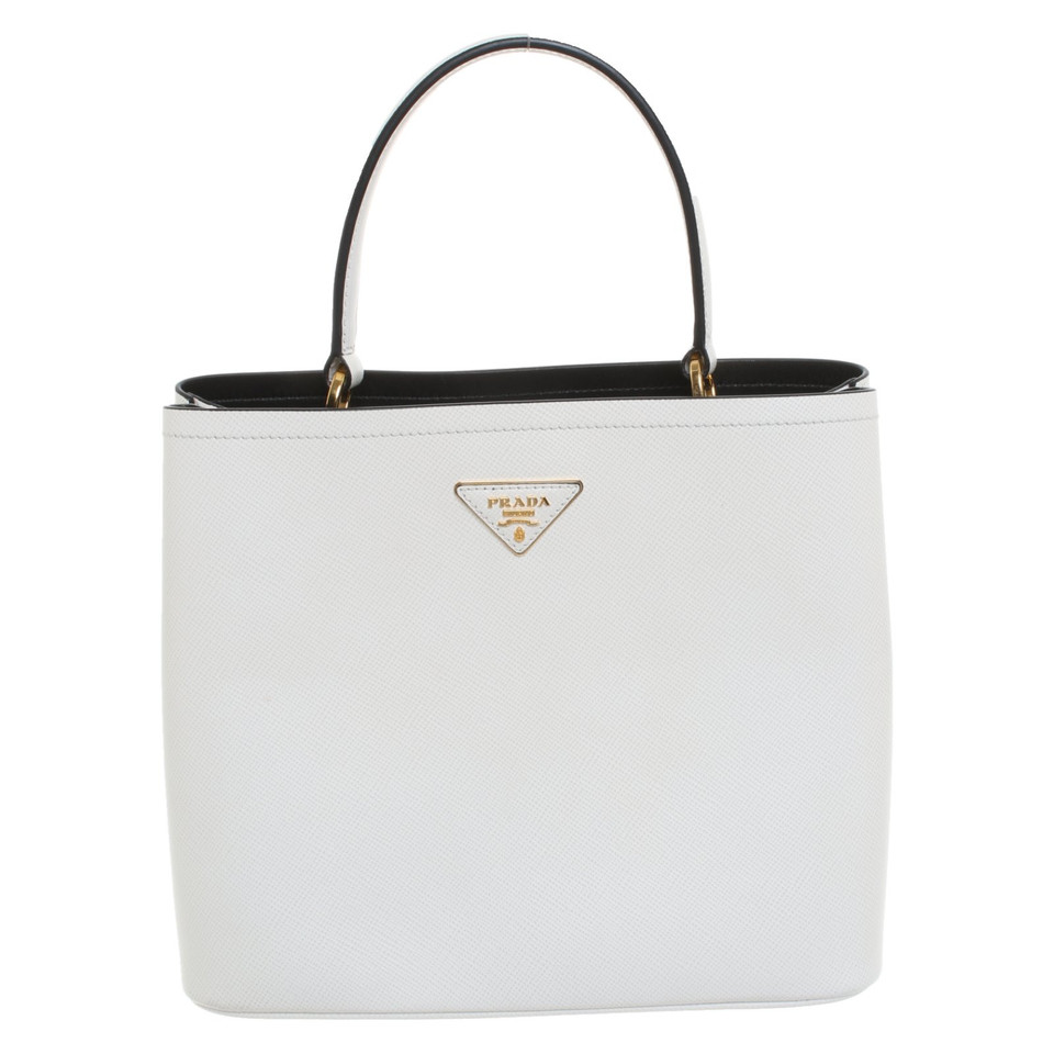 Prada Handtasche aus Leder in Creme