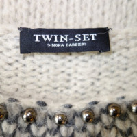 Twin Set Simona Barbieri Grobstrick-Pullover mit Applikationen