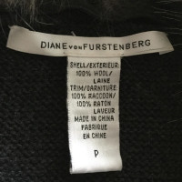 Diane Von Furstenberg Cardigan manica corta con rifiniture in pelliccia di coniglio