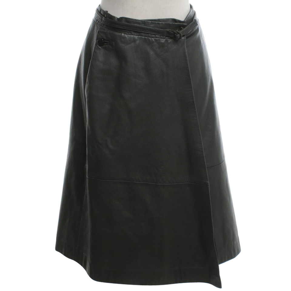 Gianni Versace Leather skirt in dark green