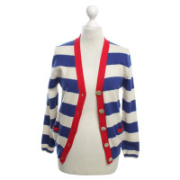 White T Cashmere sweater with striped pattern