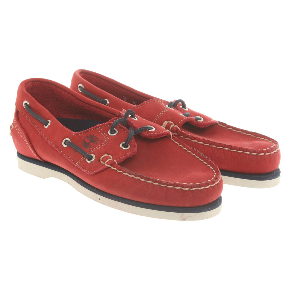 Timberland Chaussures à lacets en Cuir en Rouge