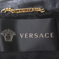 Versace Black leather coat with studs
