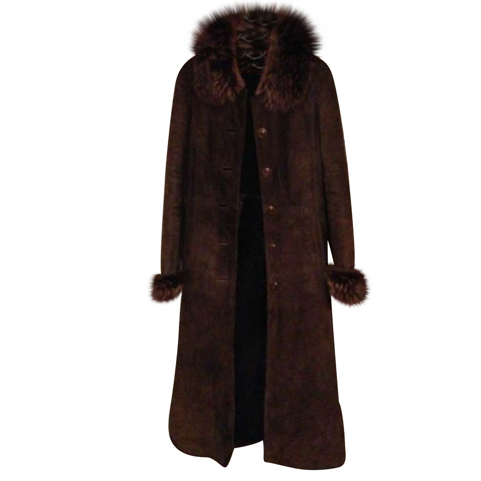 Massimo Dutti Jacket/Coat Suede in Brown