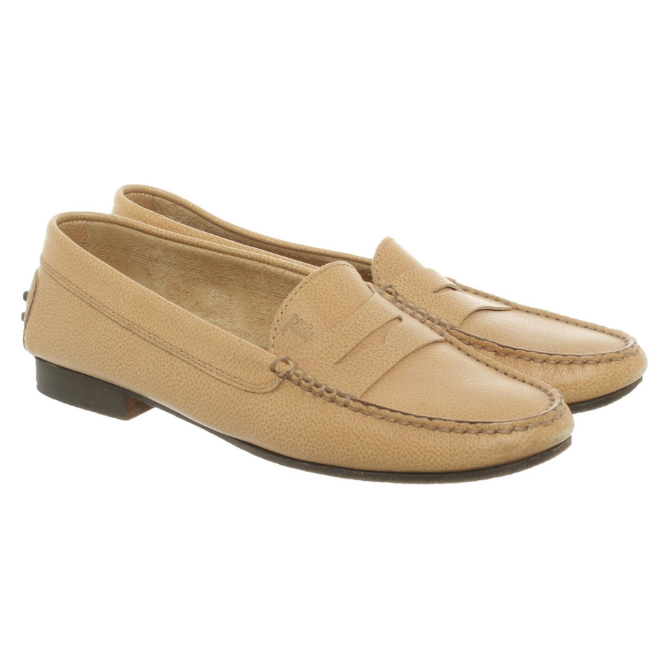 Tod's Chaussons/Ballerines en Cuir en Ocre