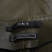 Set Trousers Leather in Olive