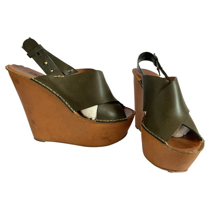 Chloé Wedges Leather in Olive