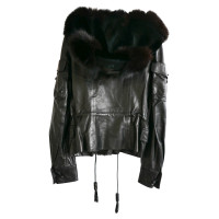 Yves Saint Laurent Jacket/Coat Leather in Black