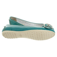 Car Shoe Slippers/Ballerinas Patent leather in Turquoise