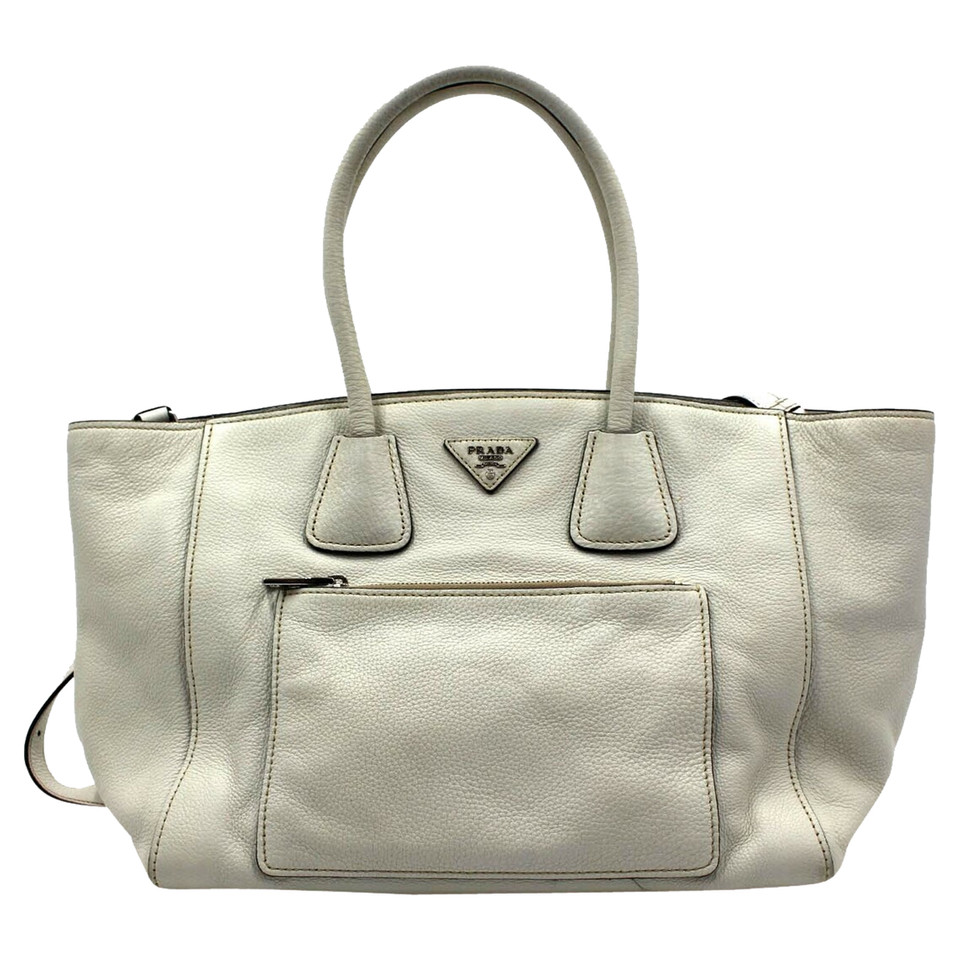 Prada Shopper in Pelle in Bianco