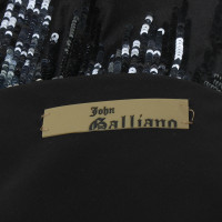 John Galliano zijden jurk met pailletten trim