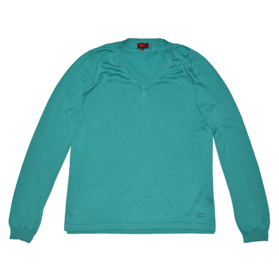 Burberry Jumper verde in cotone a V collo