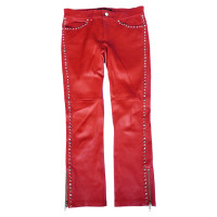 Isabel Marant Paio di Pantaloni in Pelle in Rosso