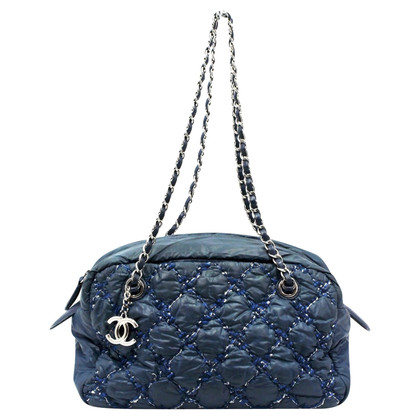 Chanel Shopper in Tela in Blu