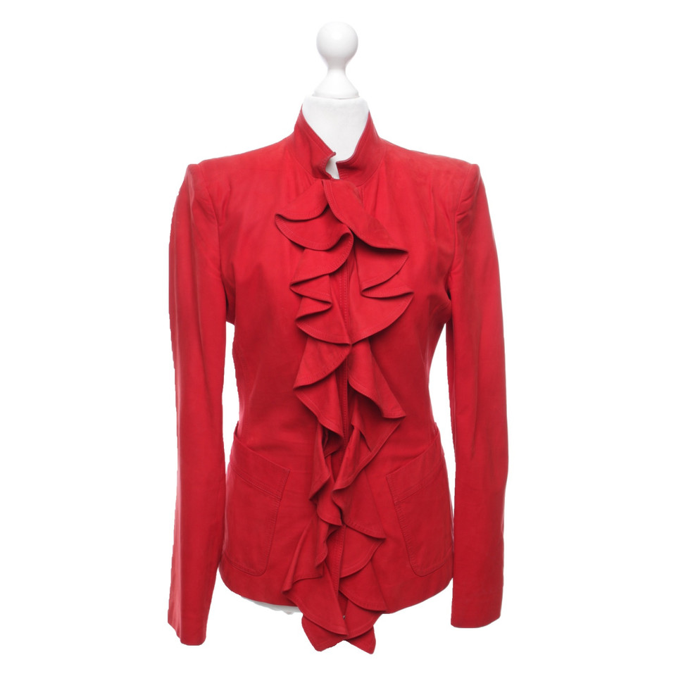 Yves Saint Laurent Jacke/Mantel aus Leder in Rot