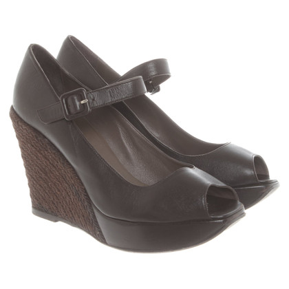 Castañer Wedges Leather in Brown