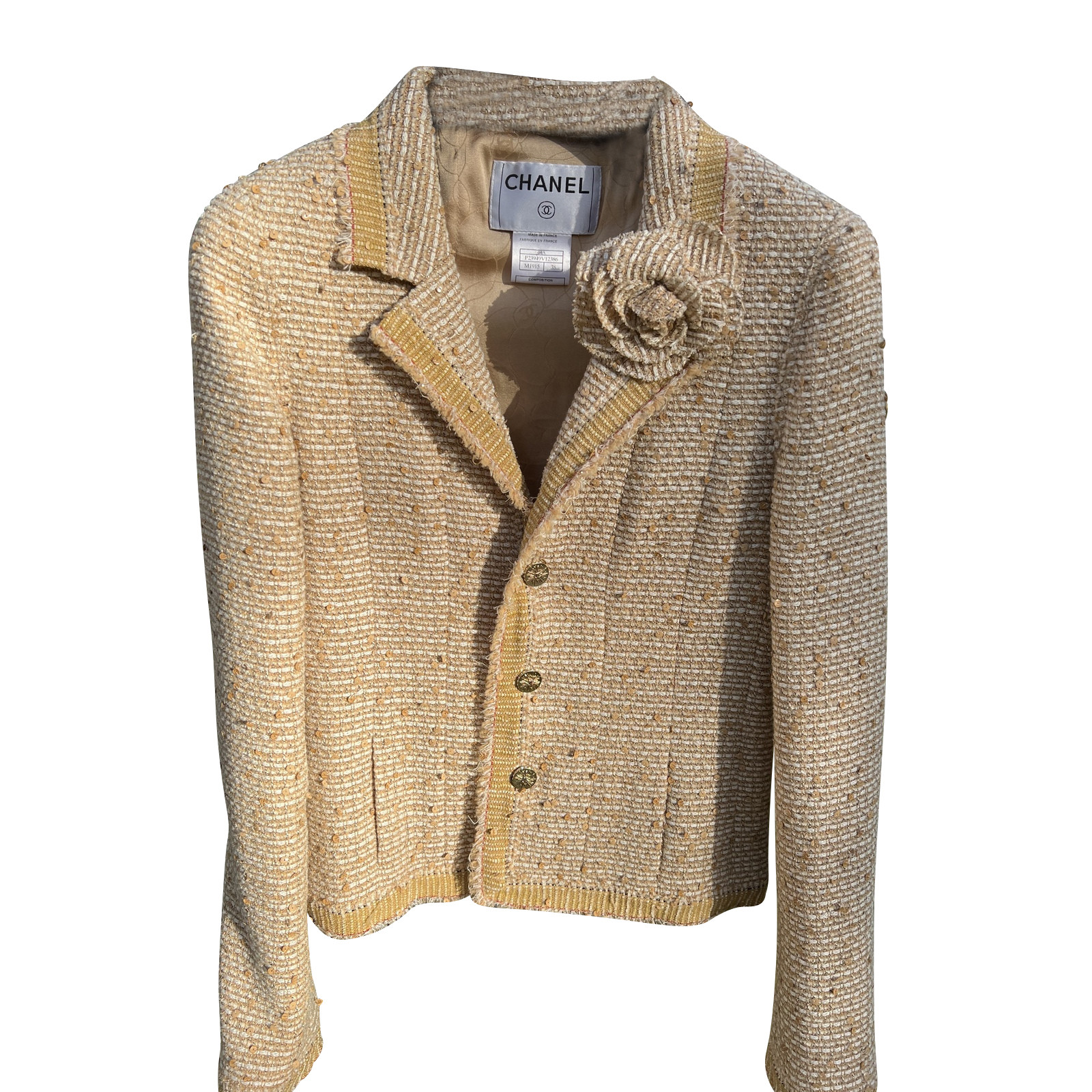 Chanel Jacke/Mantel aus Wolle in Beige - Second Hand Chanel Jacke/Mantel  aus Wolle in Beige gebraucht kaufen für 1600€ (7820175)
